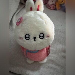 Plush Bunny Soft Toy - White and Pink Small